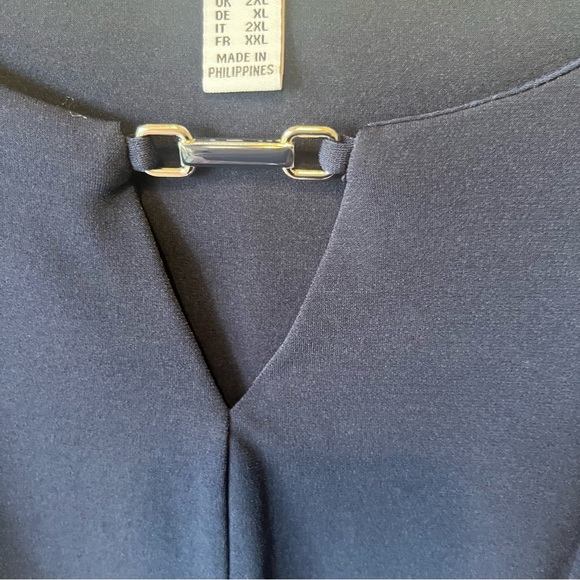 Susan Graver swing dress 1X Knee length Sleeveless Navy blue Stretch Flowy midi - Picture 7 of 9